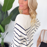 Natalie Navy Striped Knit Sweater