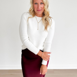 Ivory Soft Knit Puff Long Sleeve Sweater