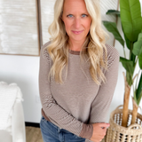 Brown/Cream Thin Striped Long Sleeve Top