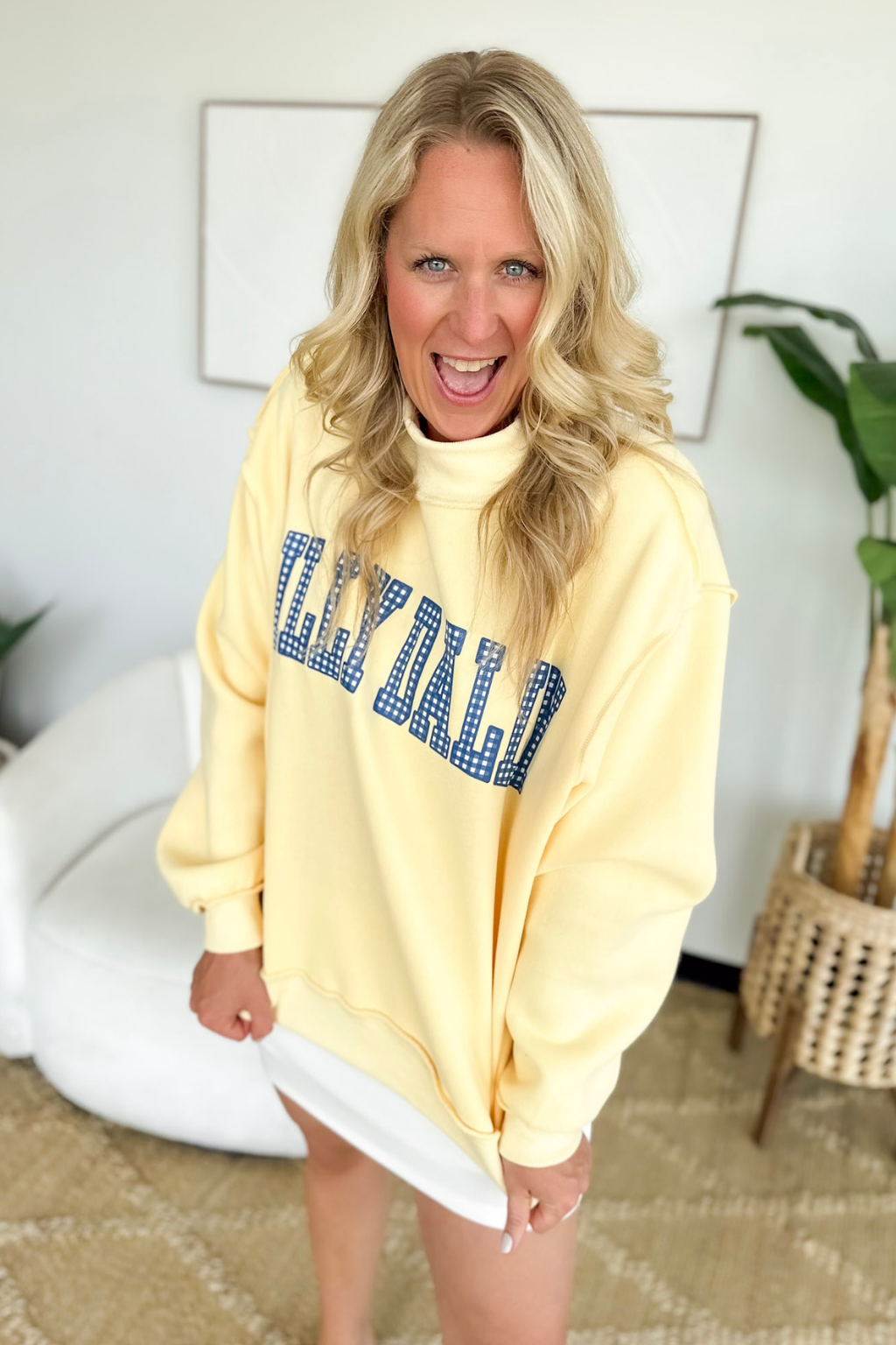 Dilly Dally Reversable Mock Neck Sweatshirt