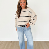 Taupe & Black Striped Knit Sweater