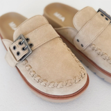 Sand Suede Slip On Clog Mule