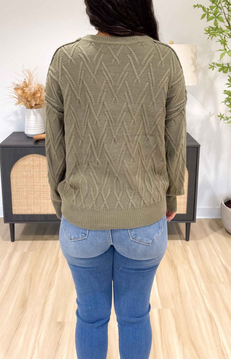 Tessa Textured Olive Sweater