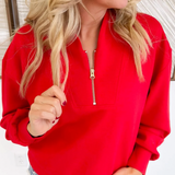 Half Zip V-Neck Pullover (4 Colors)