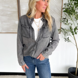 Black Denim Chambray Button Down Shirt