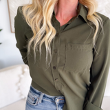 Eleanor Olive Button Front Top