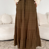 Olive Tiered Maxi Skirt