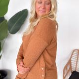 Teagan Ribbed Rust Long Sleeve Top-Curvy