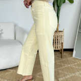 Kayla High Rise Yellow Utility Wide Just Black Denim Jeans