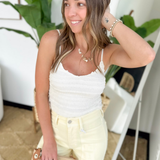 Cream Ruffle Fabric Cami Tank