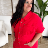 Red Denim Short Sleeve Judy Blue Romper