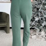 Sophie Elastic Waist Knit Green Pants
