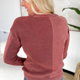 Washed Textured Rust Crewneck Sweater