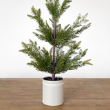 28" Snowy Pine Tree In Grey Metal Pot