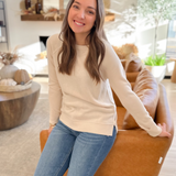 Solid Cream Knit Sweater