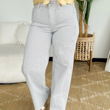 Kylie Stripes Wide Leg Just Black Denim Jeans