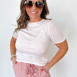Ivory Round Neck Knit Tee