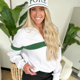 Grey/Green Relaxed 1/4 Zip Pullover