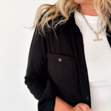 Black Super Soft Button Up Top
