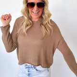Lightweight Coffee Knit Pullover