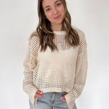 Cream Open Knit Star Sweater