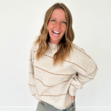 Oatmeal Knit Thin Stripe Rust Sweater
