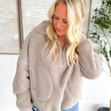 Sherpa Mock Neck Quarter Zip Pullover