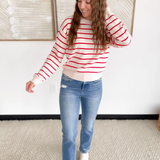 Red/Cream Striped Knit Sweater
