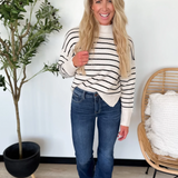 Striped Mock Neck Pullover Sweater