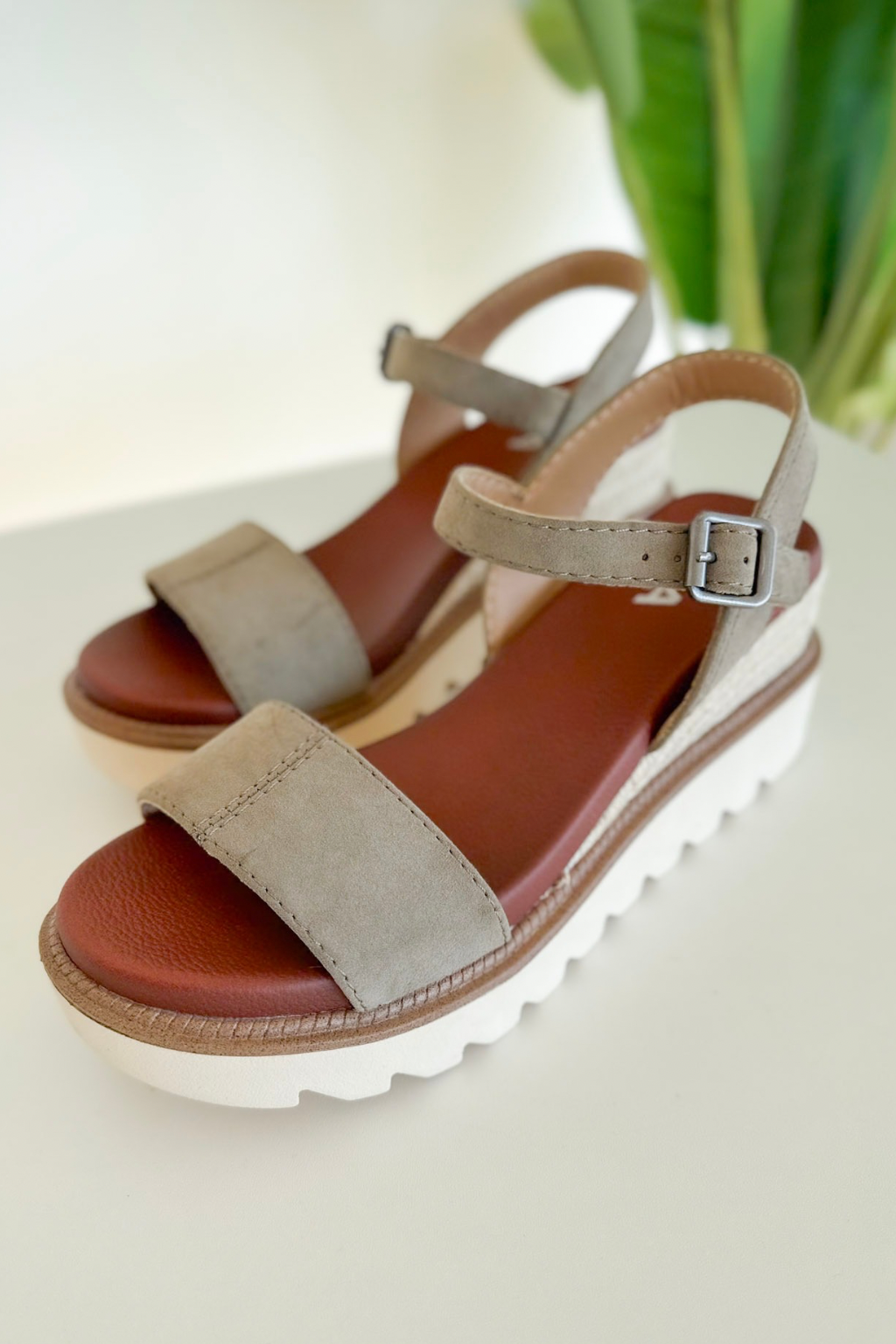 Taupe Raffia MIA Wedge