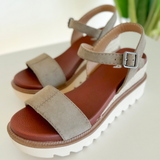 Taupe Raffia MIA Wedge