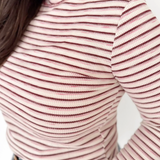Mock Neck Sparkle Striped Waffle Knit Top