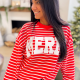 Merry Red & White Striped Pullover