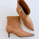 Camel Suede Pointed Toe Boots
