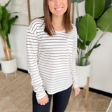 Andrea Black/White Striped Top