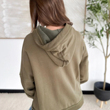Olive Hooded Pullover with Drawstrings