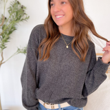 Classic Round Neck Drop Shoulder Knit Sweater (2 Colors)