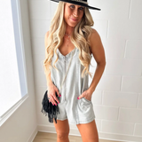 Sleeveless Front Zip Denim Romper