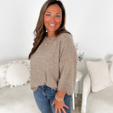 Mocha Crew Neck Boxy Sweater