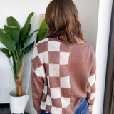 Isabelle Color Block Checkered Knit Sweater