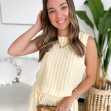 Yellow/Ivory Striped Sleeveless Top