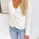 Fuzzy Soft Knit V-Neck Top (2 Colors)