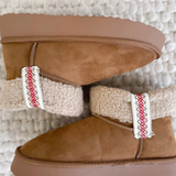 Chestnut Embroidered Platform Boots