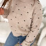 Taupe Knit Dotted Sweater