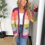 Multi Color Striped Open Front Cardigan
