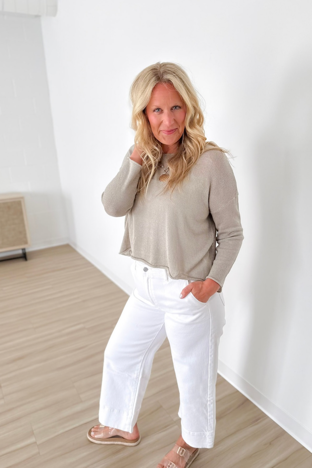Lightweight Dusty Sage Knit Pullover