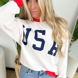 Cream Retro USA Knit Pullover