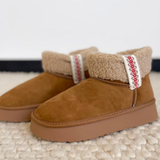 Chestnut Embroidered Platform Boots