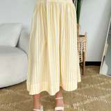 Yellow/Ivory Striped Smocked Midi Skirt