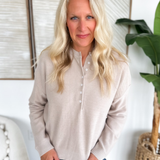 Taupe Half Button Up Knit Sweater